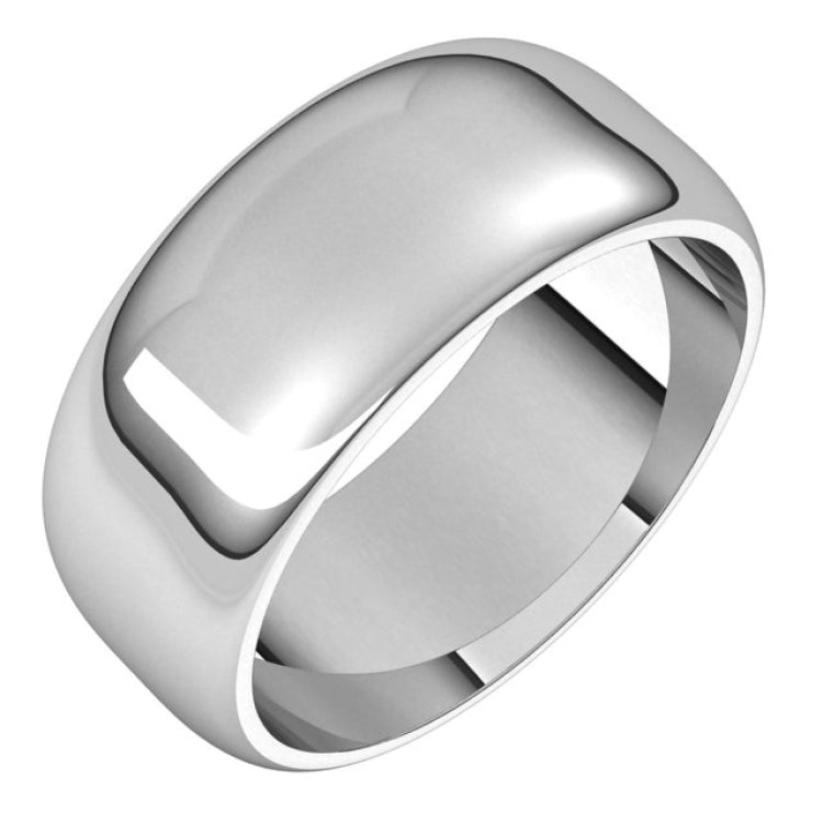 14K White Gold 8 mm Half Round Band Size 8