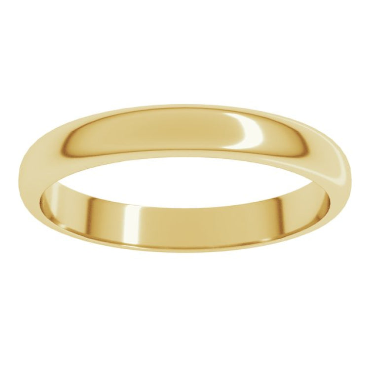 14K Yellow Gold 3 mm Half Round Band Size 12
