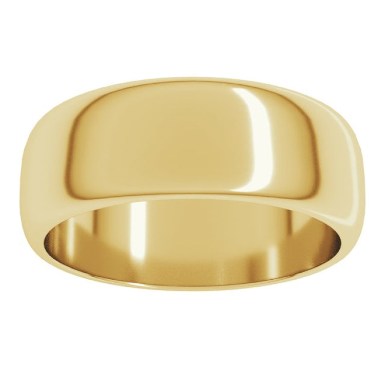 10K Yellow Gold 7 mm Half Round Band Size 13