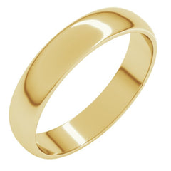 14K Yellow Gold 4 mm Lightweight Half Round Band Size 10