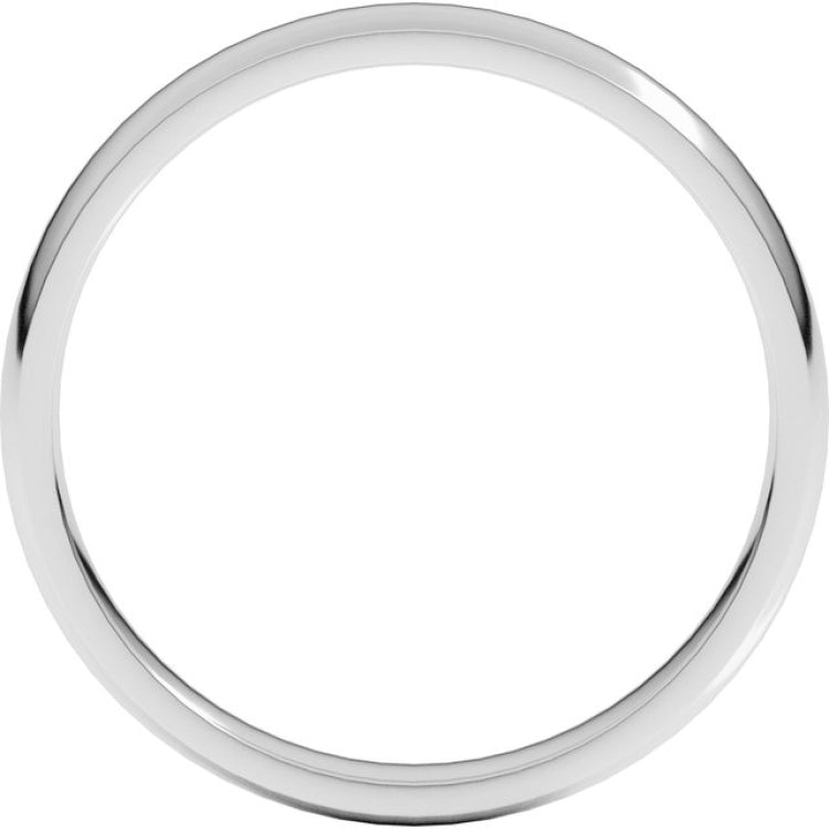 14K White Gold 3 mm Lightweight Comfort-Fit Half Round Band Size 10
