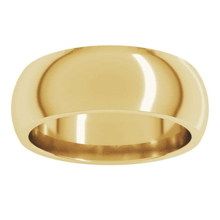 10K Yellow Gold 7 mm Comfort-Fit Half Round Band Size 11.5