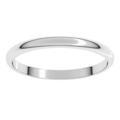 14K White Gold 2 mm Lightweight Half Round Band Size 7