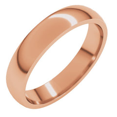 14K Rose Gold 4 mm Half Round Comfort Fit Light Band Size 9