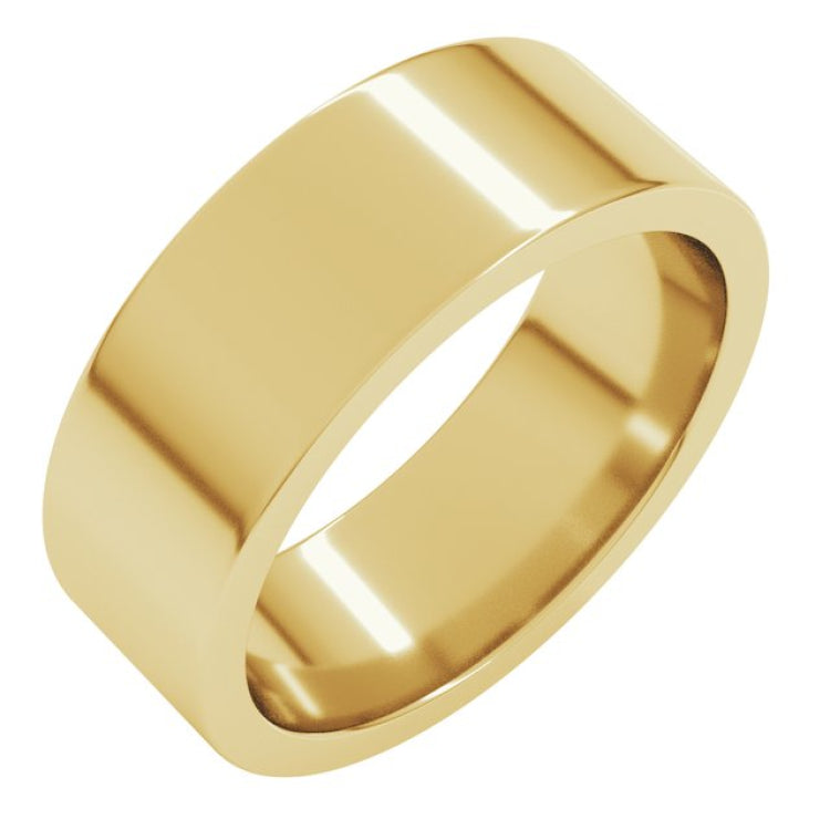 14K Yellow Gold 7 mm Comfort-Fit Flat Band Size 10