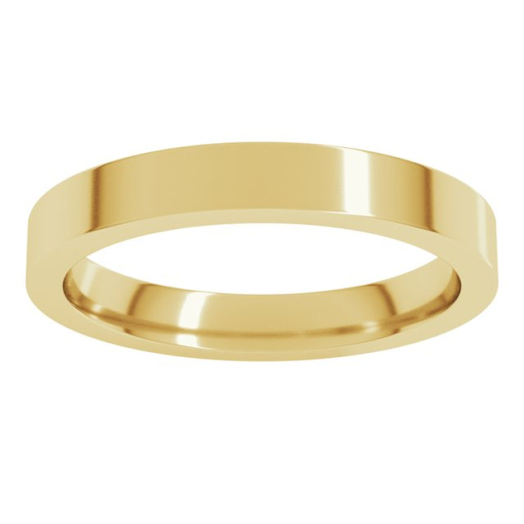 18K Yellow Gold 3 mm Comfort-Fit Flat Band Size 6