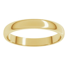 22K Yellow Gold 3 mm Lightweight Half Round Band Size 6.5