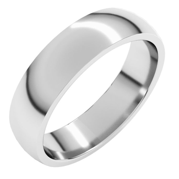 Sterling Silver 5 mm Lightweight Comfort-Fit Half Round Band Size 7