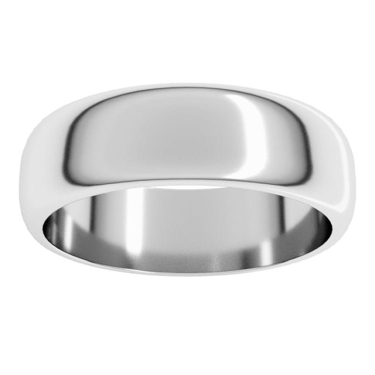 Sterling Silver 6 mm Half Round Band Size 12