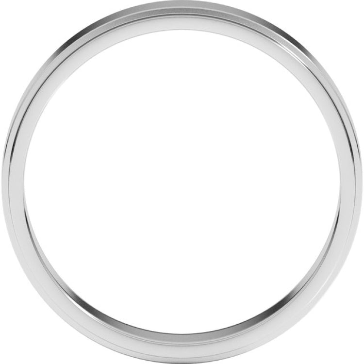 Sterling Silver 4 mm Stepped-Edge Flat Band Size 11