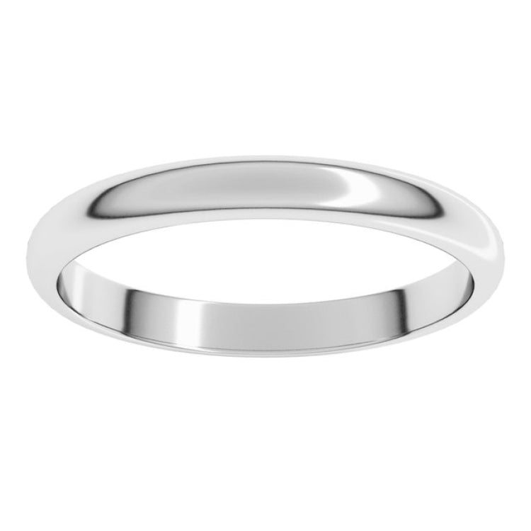 18K White Gold 2.5 mm Half Round Band Size 9