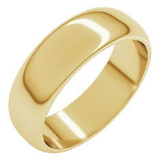 14K Yellow Gold 6 mm Half Round Band Size 6