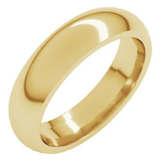 14K Yellow Gold 5 mm Comfort-Fit Half Round Band Size 9