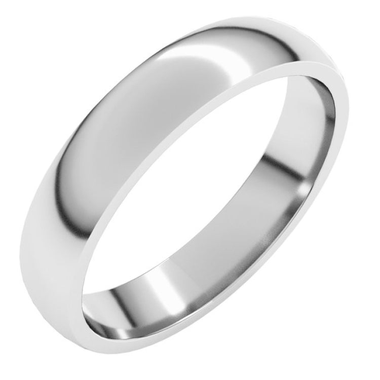 14K White Gold 4 mm Lightweight Comfort-Fit Half Round Band Size 6