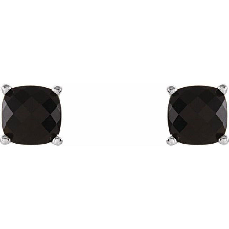 Sterling Silver Natural Black Onyx Scroll Setting® Earrings