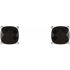 Sterling Silver Natural Black Onyx Scroll Setting® Earrings