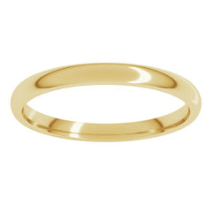 14K Yellow Gold 2 mm Lightweight Comfort-Fit Half Round Band Size 9.5