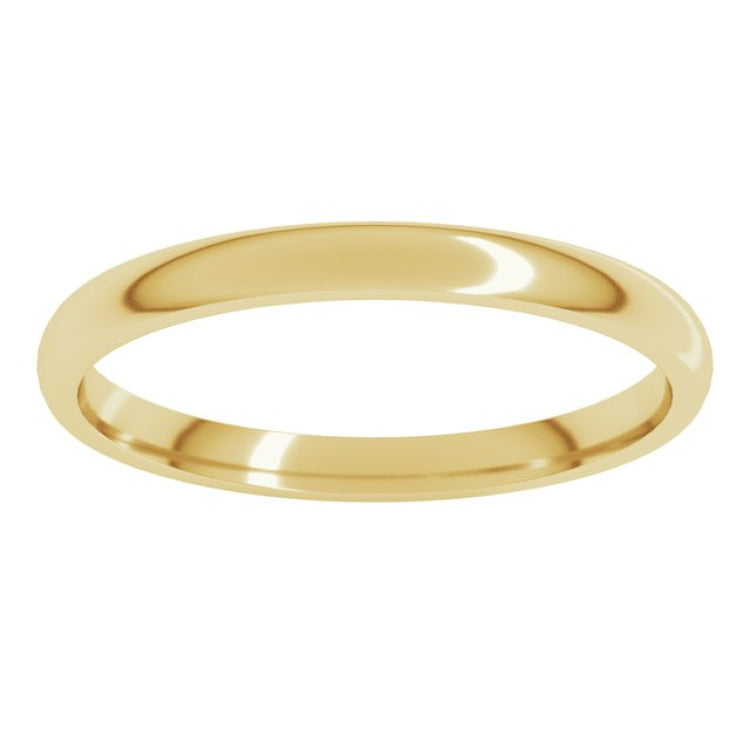 10K Yellow Gold 2 mm Lightweight Comfort-Fit Half Round Band Size 8