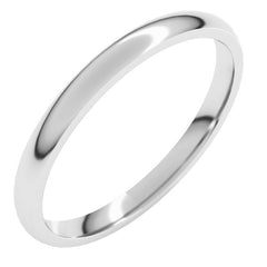 14K White Gold 2 mm Lightweight Comfort-Fit Half Round Band Size 8.5
