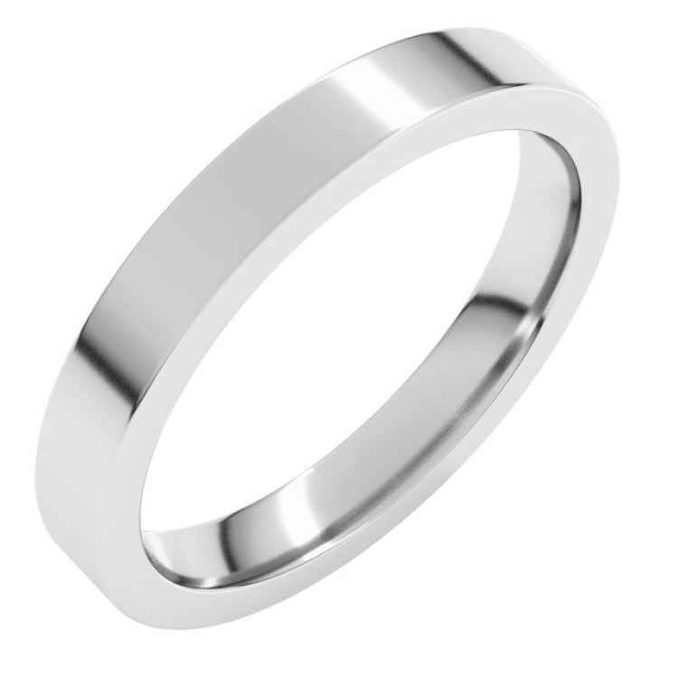 14K White Gold 3 mm Comfort-Fit Flat Band Size 6