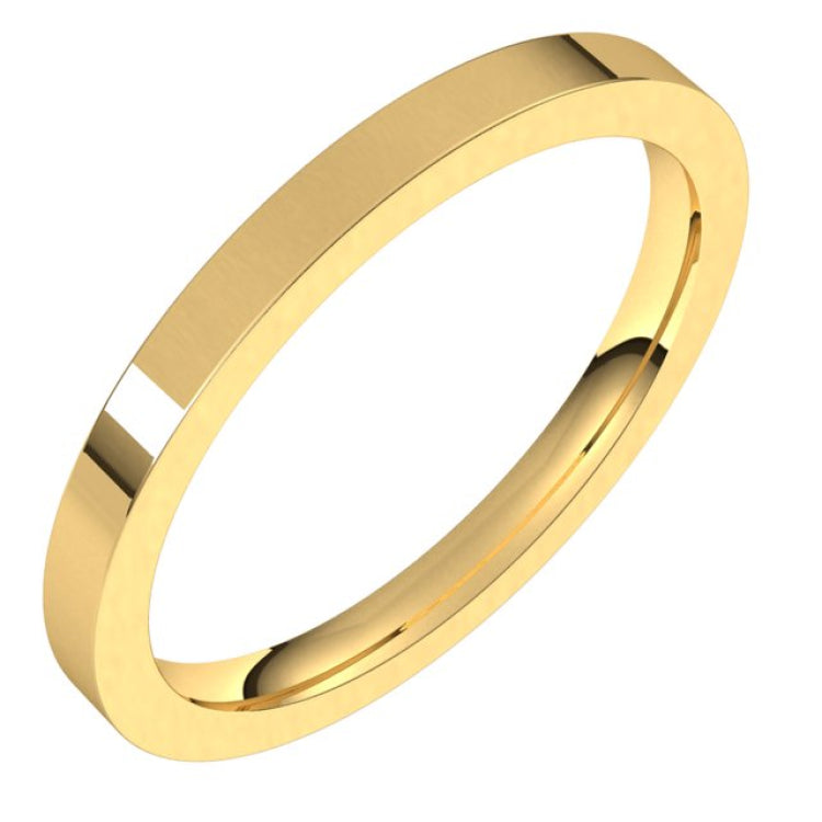 10K Yellow Gold 2 mm Comfort-Fit Flat Band Size 7