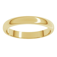 14K Yellow Gold 3 mm Half Round Band Size 10