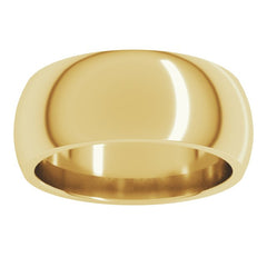 18K Yellow Gold 8 mm Comfort-Fit Half Round Band Size 12