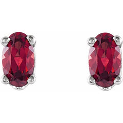 14K White Gold Natural Mozambique Garnet Scroll Setting® Stud Earrings