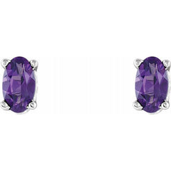 14K White Gold Natural Amethyst Scroll Setting® Stud Earrings