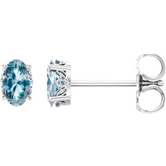 14K White Gold Natural Sky Blue Topaz Scroll Setting® Stud Earrings