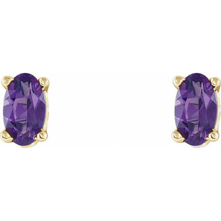 14K Yellow Gold Natural Amethyst Scroll Setting® Stud Earrings