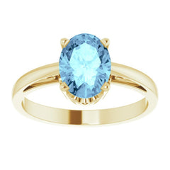 14K Yellow Gold Natural Aquamarine Scroll Setting® Ring