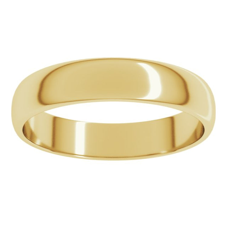 14K Yellow Gold 4 mm Lightweight Half Round Band Size 4.5