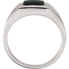 14K White Gold Natural Black Onyx Ring