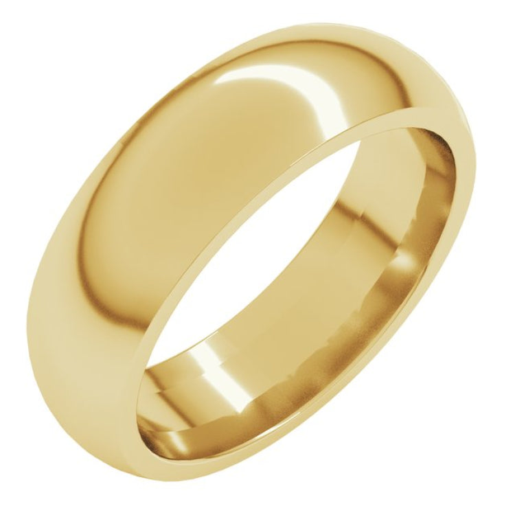 14K Yellow Gold 6 mm Comfort-Fit Half Round Band Size 4.5