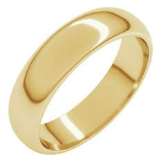 14K Yellow Gold 5 mm Half Round Band Size 7.5
