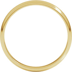 10K Yellow Gold 3 mm Lightweight Half Round Band Size 8