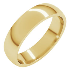 18K Yellow Gold 5 mm Lightweight Comfort-Fit Half Round Band Size 10