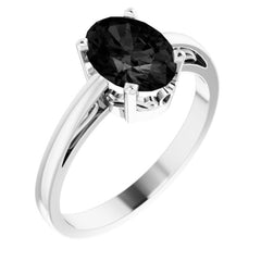 14K White Gold Natural Black Onyx Scroll Setting® Ring