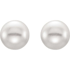 Sterling Silver 8-9 mm Cultured White Freshwater Button Pearl Earrings