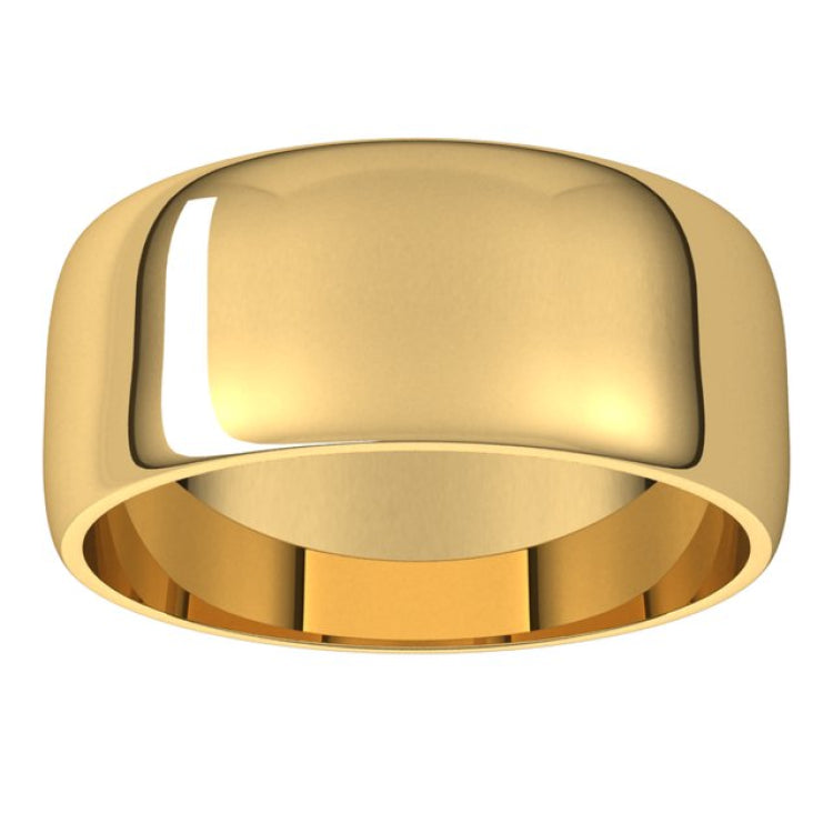 14K Yellow Gold 8 mm Lightweight Half Round Band Size 12.5
