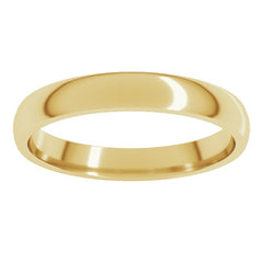 10K Yellow Gold 3 mm Lightweight Comfort-Fit Half Round Band Size 8