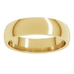 18K Yellow Gold 5 mm Lightweight Comfort-Fit Half Round Band Size 12