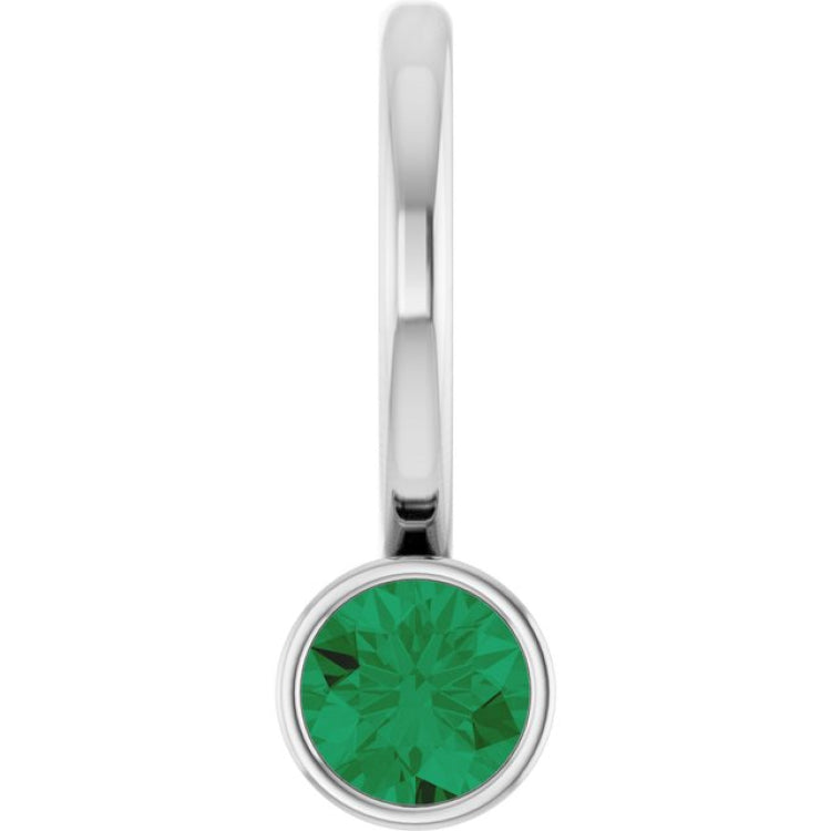 Sterling Silver Natural Emerald Charm/Pendant