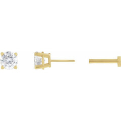 14K Yellow Gold 1/2 CT Lab-Grown White Diamond Earring