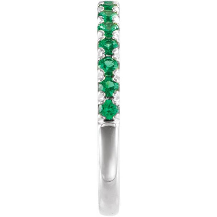 14K White Gold Lab-Grown Emerald Stackable Ring