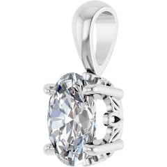Sterling Silver 3/4 CT Oval Lab-Grown Diamond Pendant