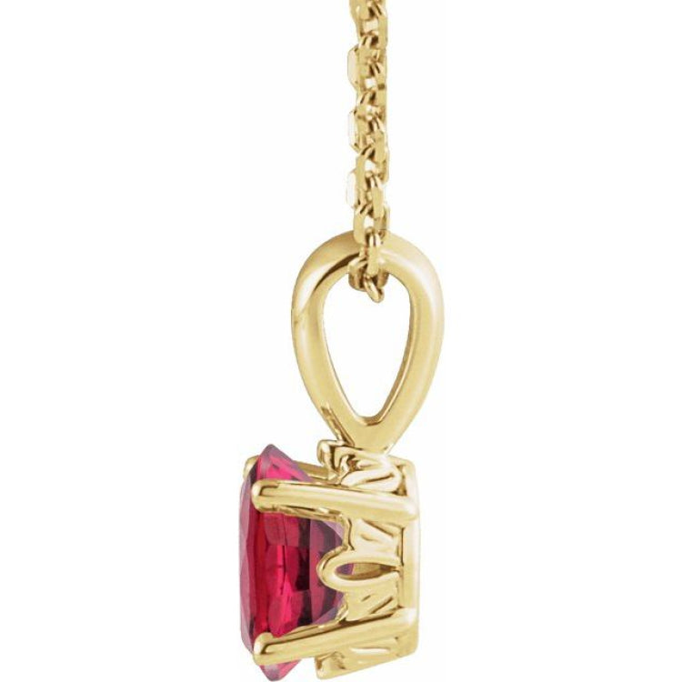 14K Yellow Gold Lab-Grown Ruby 16-18" Necklace