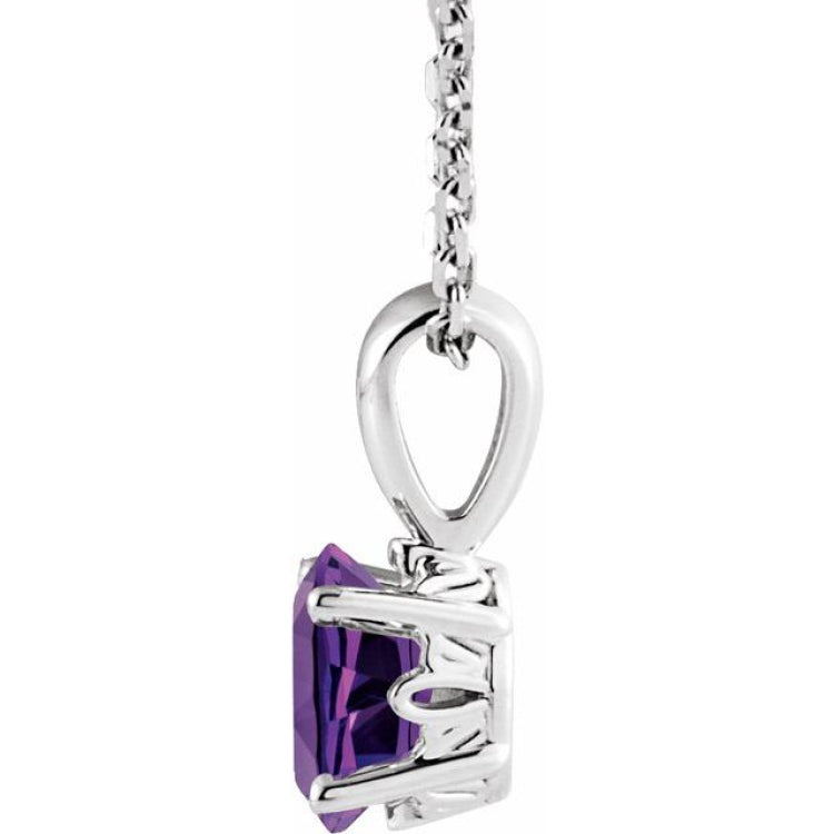 Sterling Silver Natural Amethyst 16-18" Necklace
