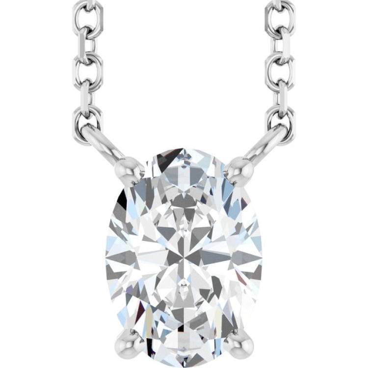 14K White Gold 3/4 CT Lab-Grown Diamond 18" Necklace